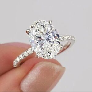 Neiman Marcus White Gold Vermeil & White Topaz Oval-Cut Ring